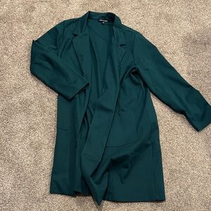 Green Open-Front Blazer Jacket